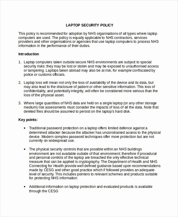 It Security Policy Template New Security Policy Template 7 Free Word Pdf Document