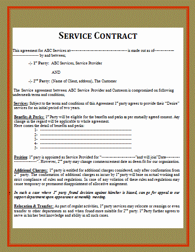 It Service Contract Template Fresh Simple Service Contract