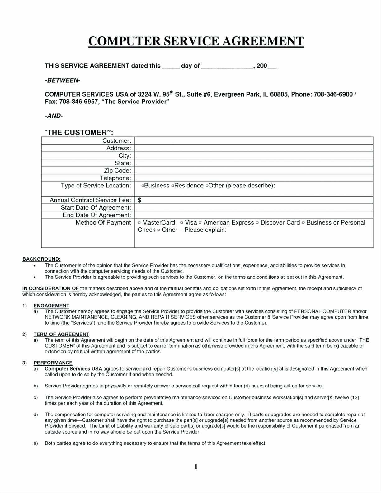 It Service Contract Template Unique Template Contracts for Services Template