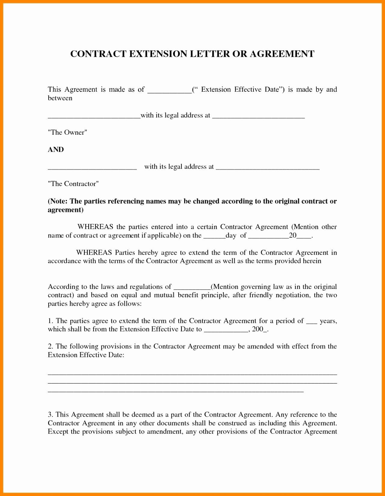 It Support Contract Template New Contract Amendment Letter Template Samples