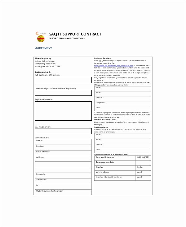It Support Contract Template Pdf Elegant It Contract Template 5 Free Word Pdf Documents