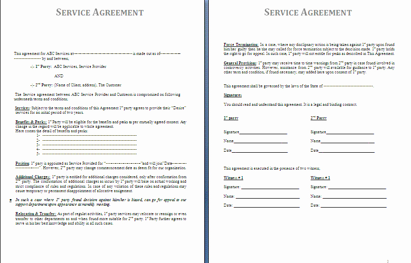 It Support Contract Template Unique Service Agreement Template