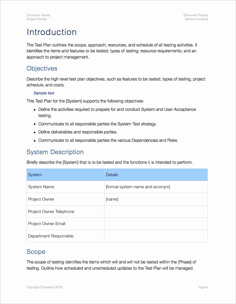 It Testing Plan Template Unique Test Plan Template Apple Iwork Pages and Numbers