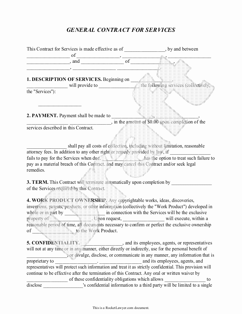 Janitorial Services Contract Template Inspirational Sample General Contract for Services form Template