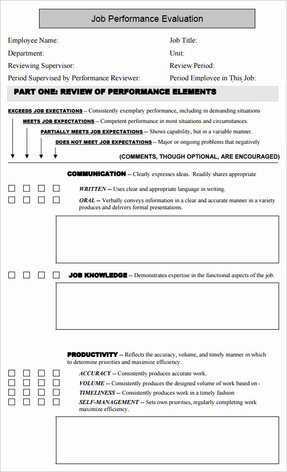 Job Performance Review Template Fresh 10 Job Performance Evaluation Templates Download for Free