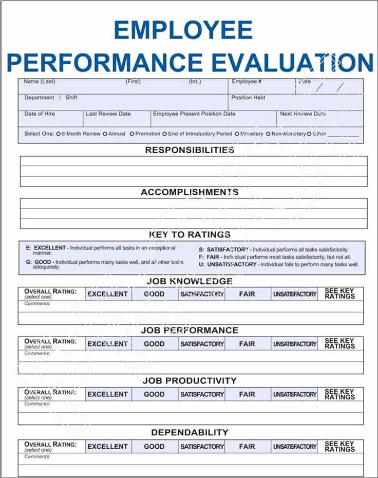 Job Performance Review Template Fresh Job Performance Evaluation Frompo 1