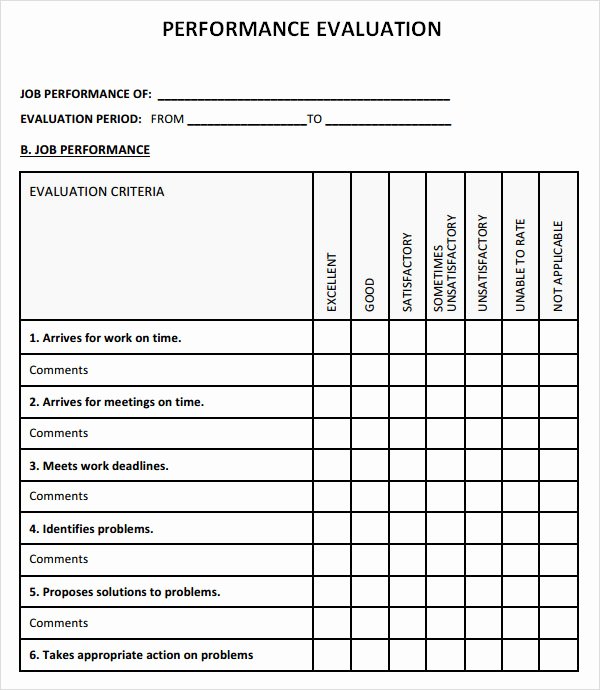 Job Performance Review Template Lovely 10 Sample Performance Evaluation Templates to Download