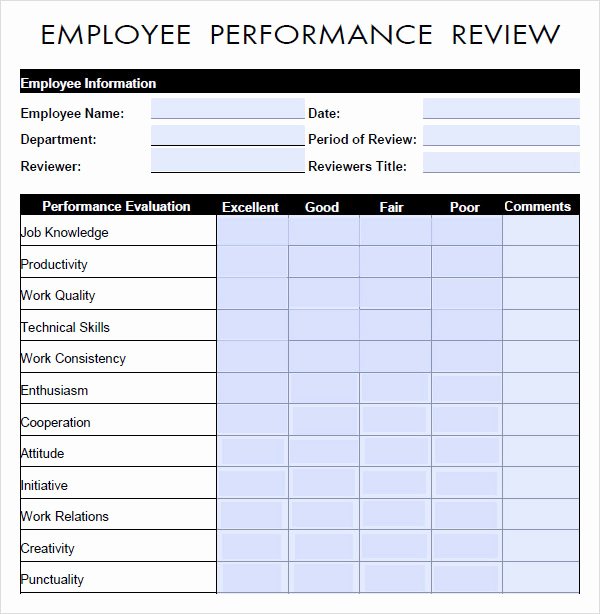 Job Performance Review Template Luxury 10 Sample Performance Evaluation Templates to Download