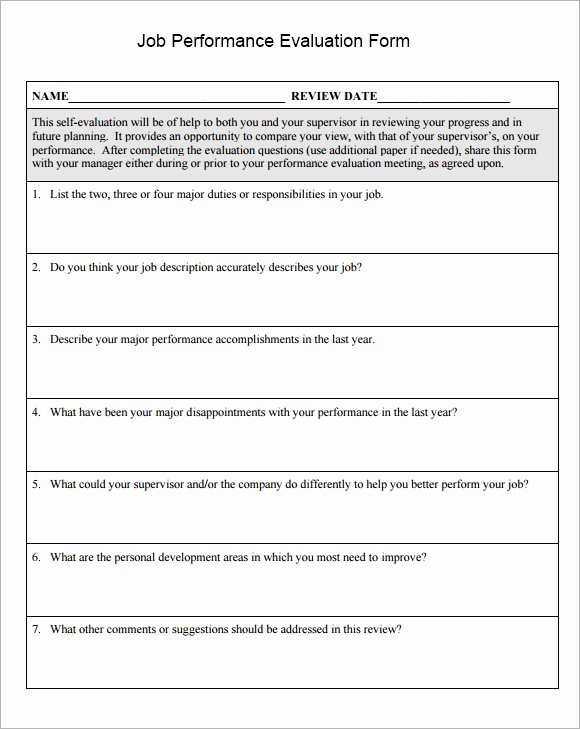 Job Performance Review Template Luxury Job Performance Evaluation 10 Download Documents In Pdf