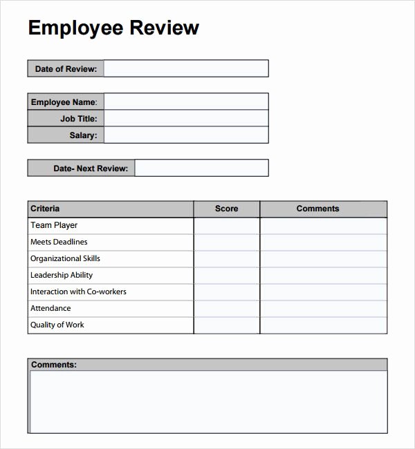 Job Performance Review Template Unique Free Employee Performance Review Template