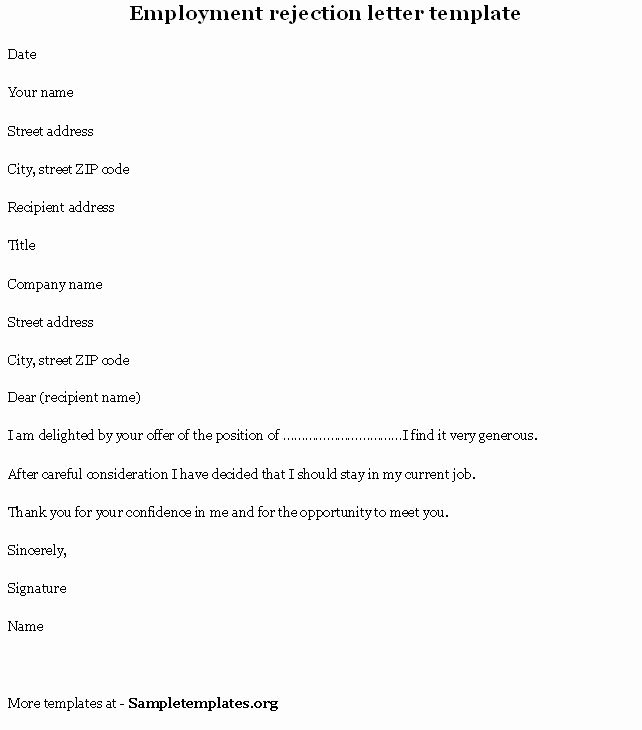 Job Rejection Email Template Best Of Job Application Rejection Template