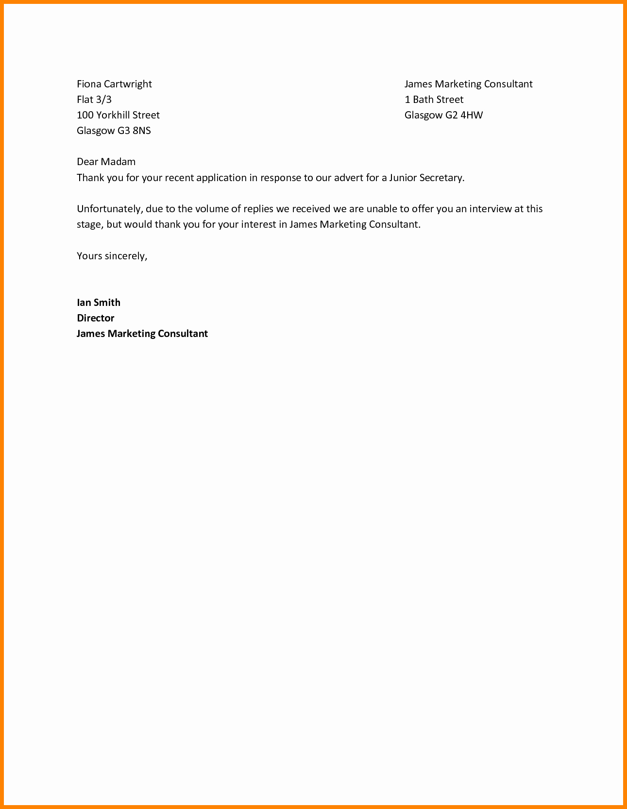 Job Rejection Email Template Fresh 16 Job Rejection Letter Sample to Applicant
