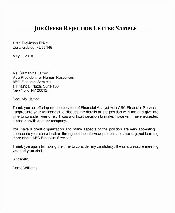 Job Rejection Email Template Luxury 36 Rejection Letter Pdf