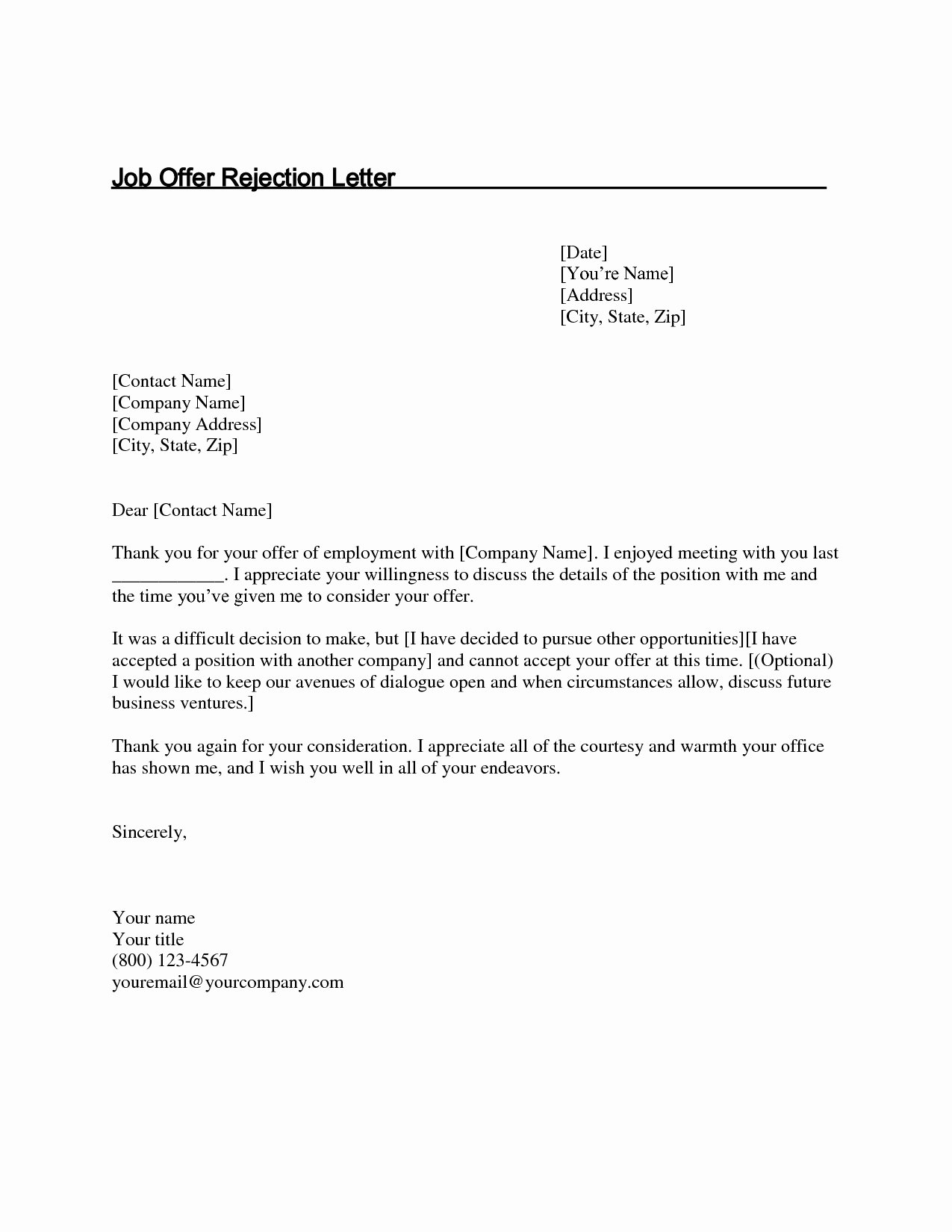 Job Rejection Email Template Unique Thank You Note after Job Rejection Sample