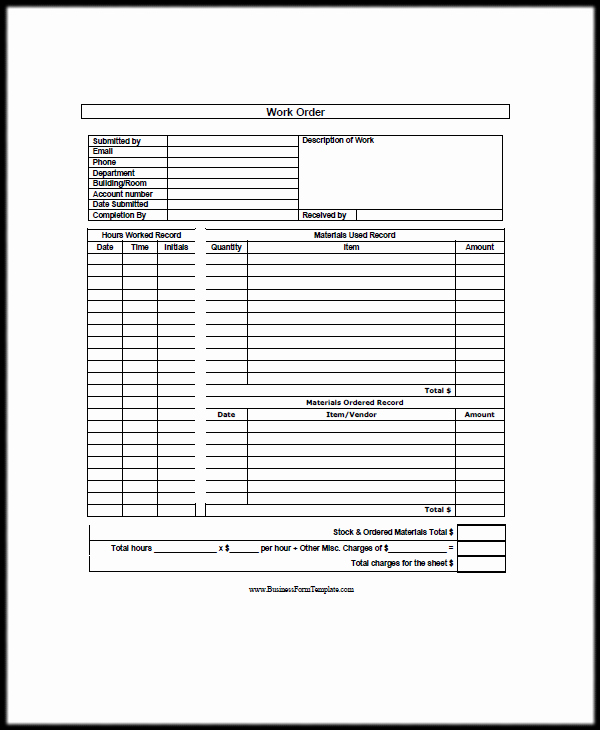 Job Work order Template Awesome 5 Work Receipt Templates – Examples In Word Pdf