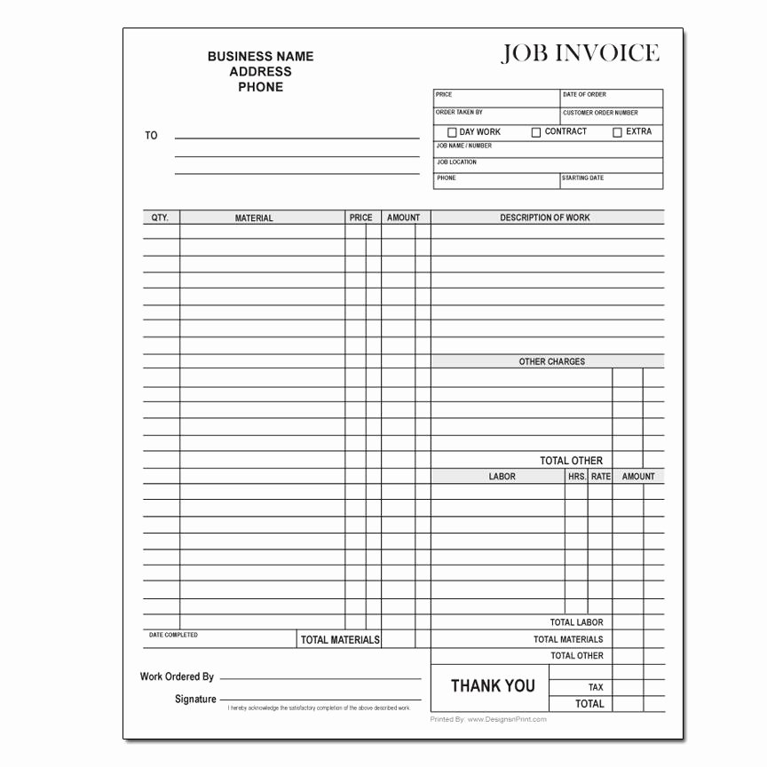 Job Work order Template Inspirational Carbonless Work order forms Customized