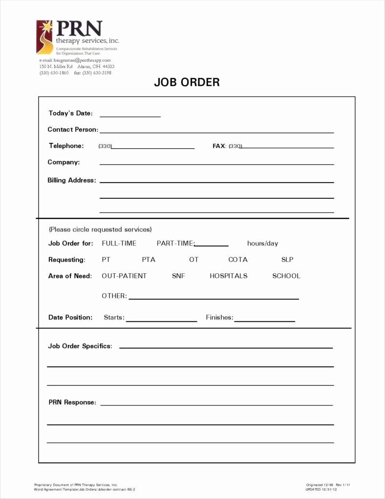 Job Work order Template Lovely 10 Free Job order Templates Word Pdf Excel format
