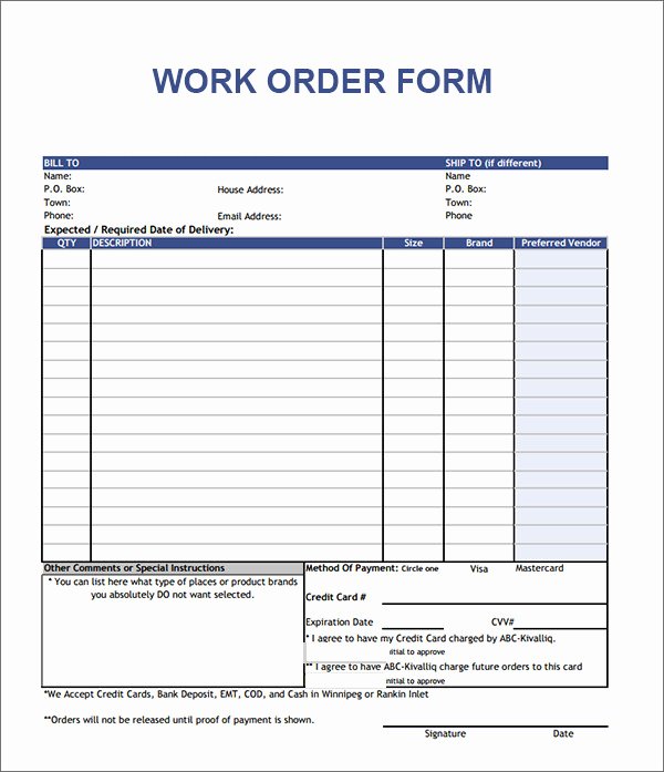 Job Work order Template Luxury order form Template 19 Download Free Documents In Pdf
