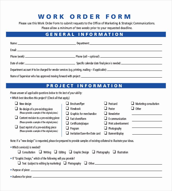 Job Work order Template Unique 26 Work order Templates Numbers Pages