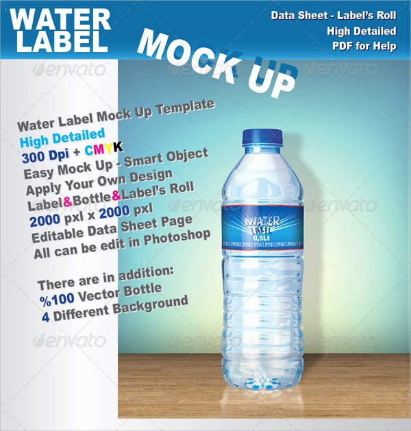 Label for Water Bottle Template Fresh 24 Sample Water Bottle Label Templates to Download