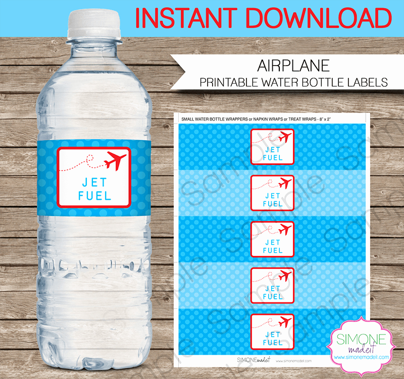 Label for Water Bottle Template Lovely Airplane Party Water Bottle Labels