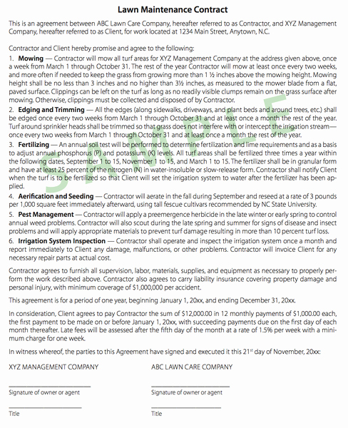 Landscape Maintenance Contract Template Awesome Tips On Writing Turf Contracts and Landscape