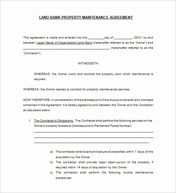 Landscape Maintenance Contract Template Lovely 20 Maintenance Contract Templates Docs Word Pages