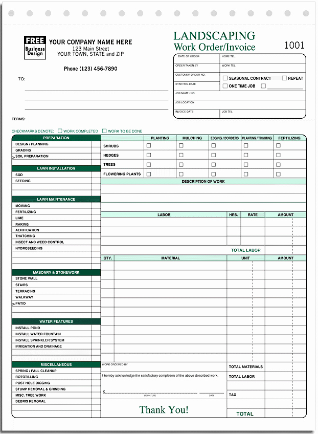 Landscaping Invoice Template Free Awesome Landscaping Invoice Template