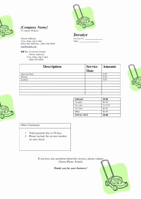 Landscaping Invoice Template Free Beautiful Lawn Care Invoice Landscaping Invoices Template Gardening