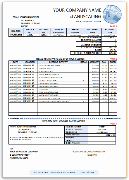 Landscaping Invoice Template Free New Landscaping Invoice Template 9