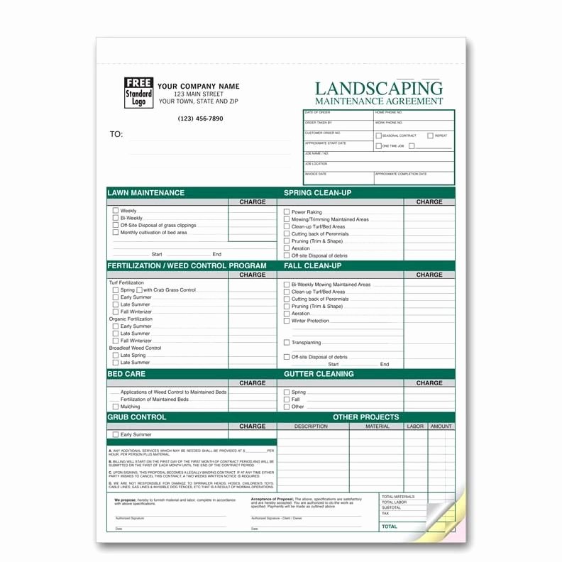 Landscaping Invoice Template Free Unique Landscaping Work order