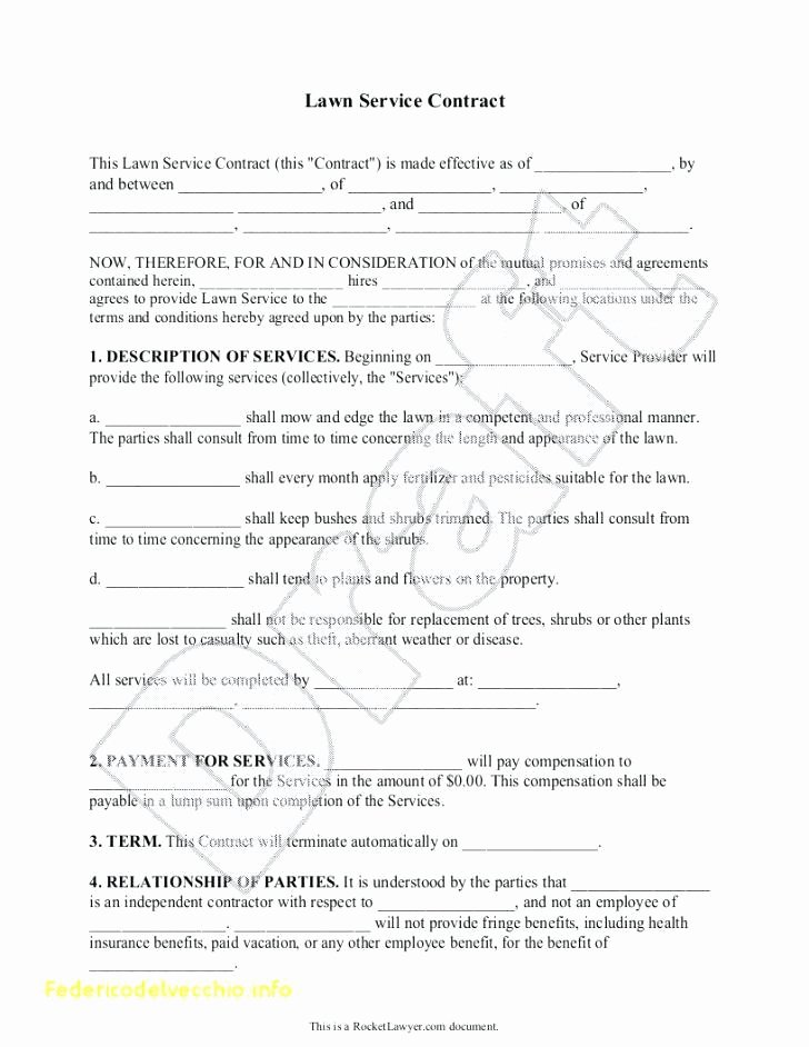 Lawn Care Contract Template Free Inspirational Lawn Service Contract Template