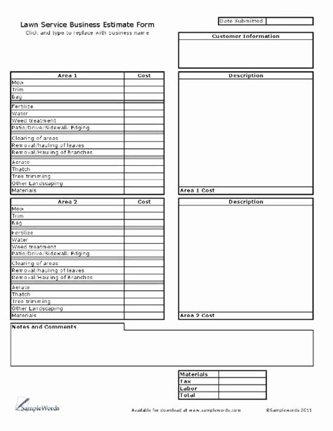 Lawn Care Estimate Template Best Of Lawn Care Bid Sheets Download A Free yet Professional
