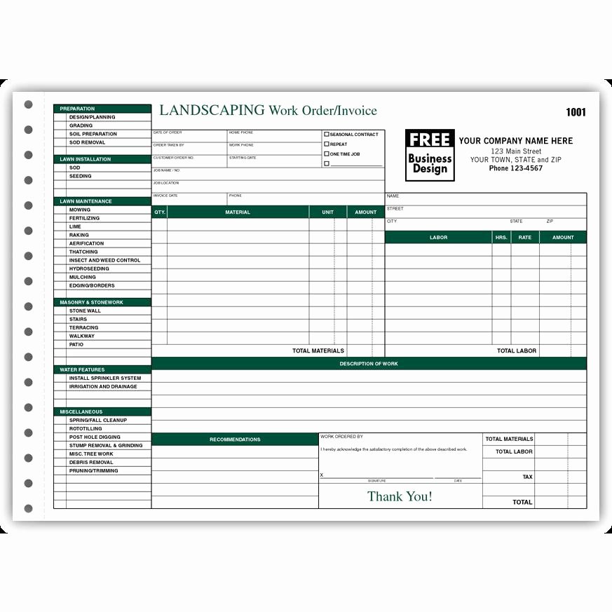 Lawn Care Estimate Template Fresh Landscaping Invoice Work order