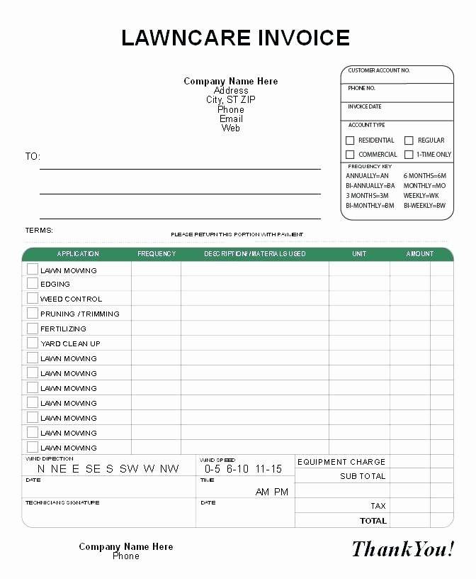 Lawn Care Invoice Template Awesome Free Landscaping Lawn Care Service Invoice Template Excel