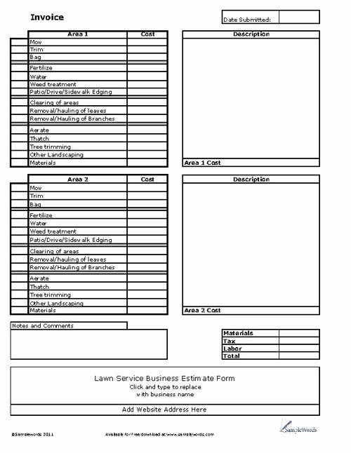 Lawn Care Invoice Template Pdf Awesome Lawn Service Business Invoice