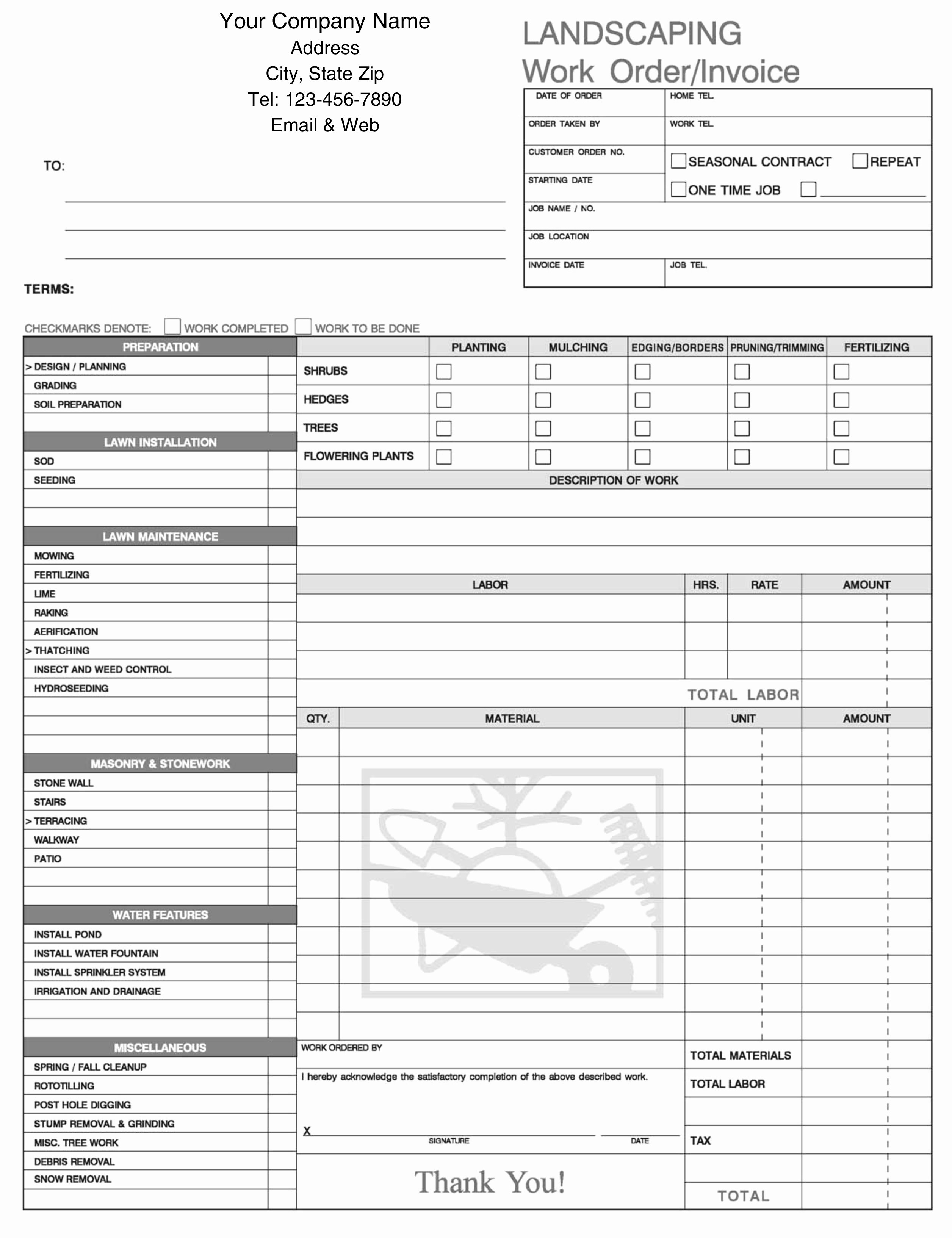 Lawn Care Invoice Template Pdf Best Of Landscaping Invoice Template