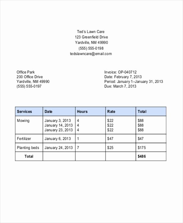 Lawn Care Invoice Template Pdf Fresh Lawn Invoice Onlineblueprintprinting