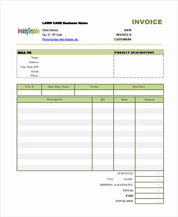 Lawn Care Invoice Template Pdf Inspirational 4 Lawn Care Invoice Templates Free Samples Examples