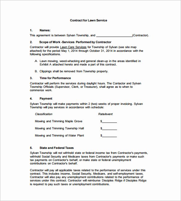Lawn Care Proposal Template Best Of 9 Lawn Service Contract Templates – Free Word Pdf