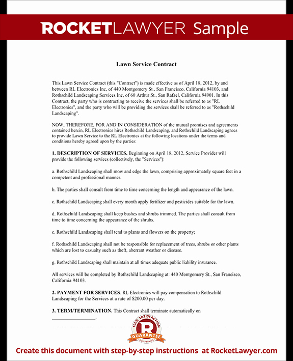 Lawn Service Contract Template Inspirational Lawn Service Contract Template with Sample