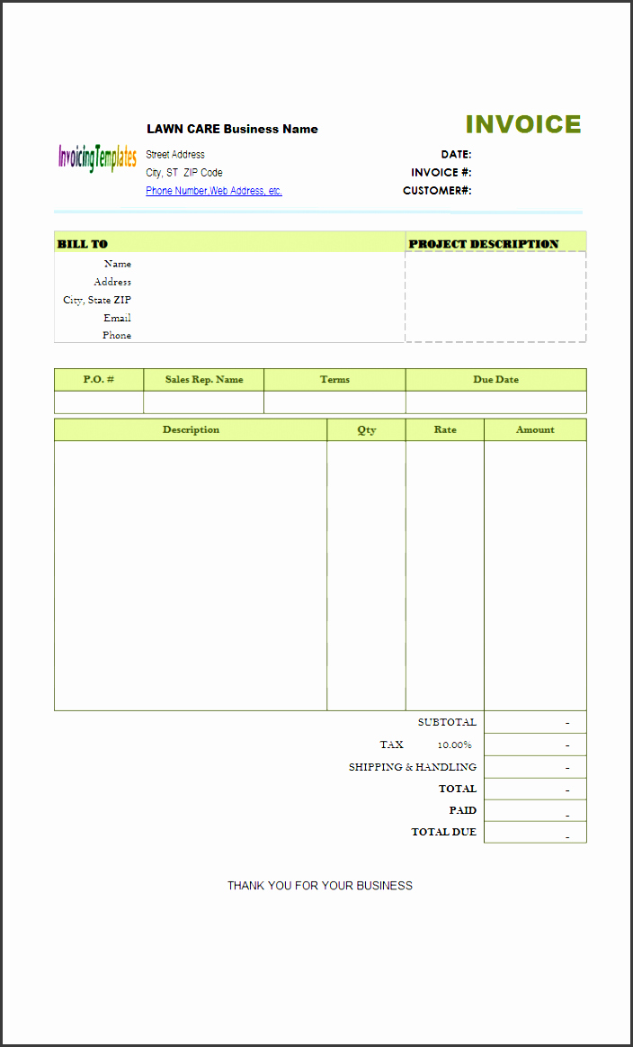 Lawn Service Invoice Template Elegant 8 Printable Service Invoice Template Sampletemplatess