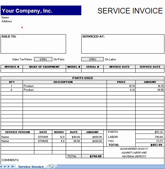 Lawn Service Invoice Template Excel Inspirational Service Invoice Template Excel