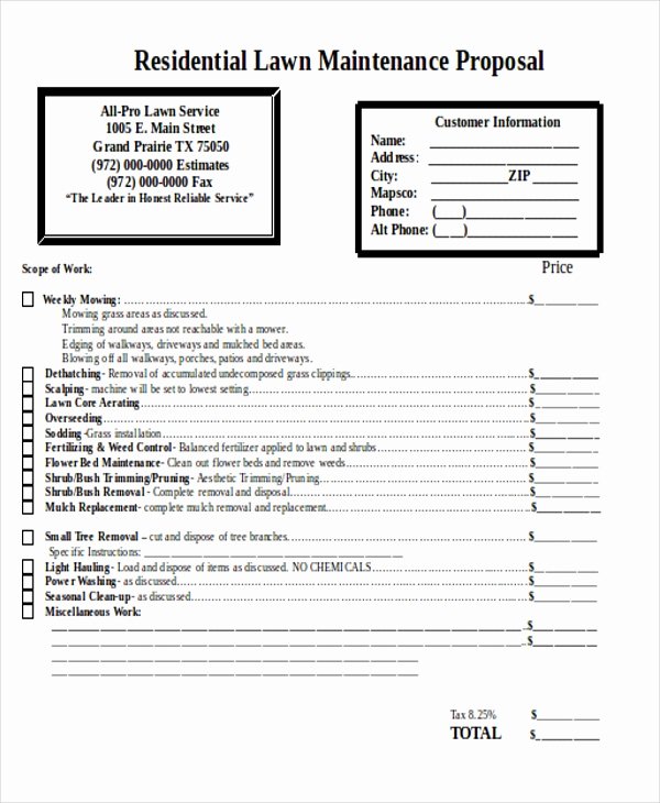 Lawn Service Proposal Template Free New 35 Proposal Templates In Doc