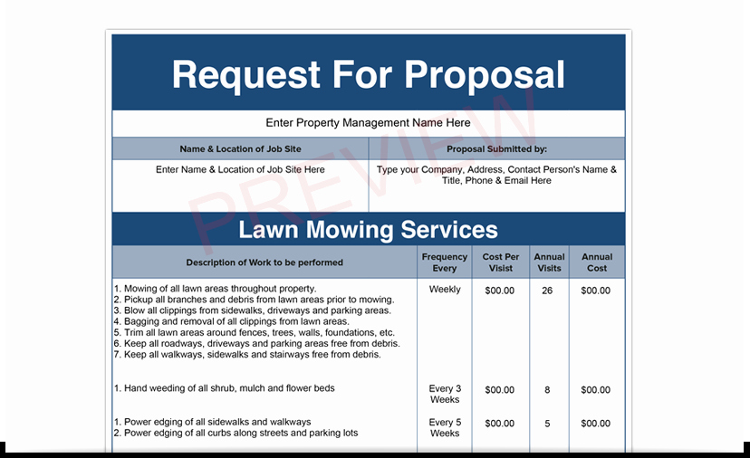 Lawn Service Proposal Template Free New Examples Bid Sheet for Mercial Cleaning