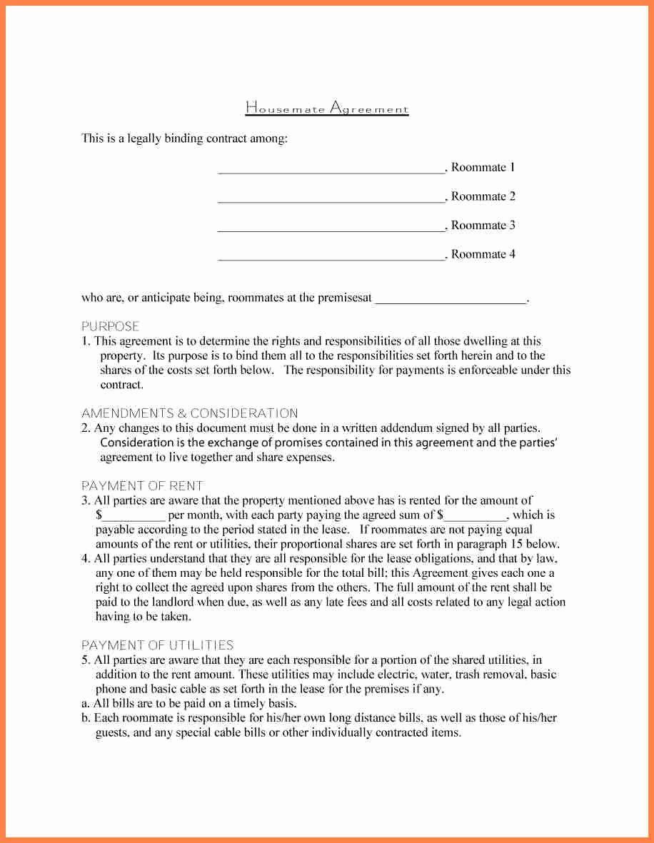 Legal Binding Contract Template Beautiful 5 is A Roommate Agreement Legally Binding