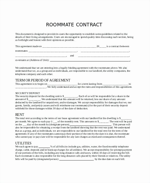 Legal Binding Contract Template Unique 59 Super is A Roommate Agreement Legally Binding