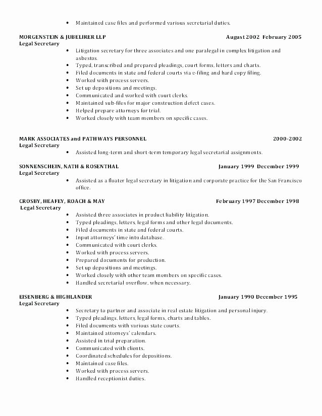 Legal Resume Template Word Best Of Legal Secretary Resume Template Legal assistant Resume