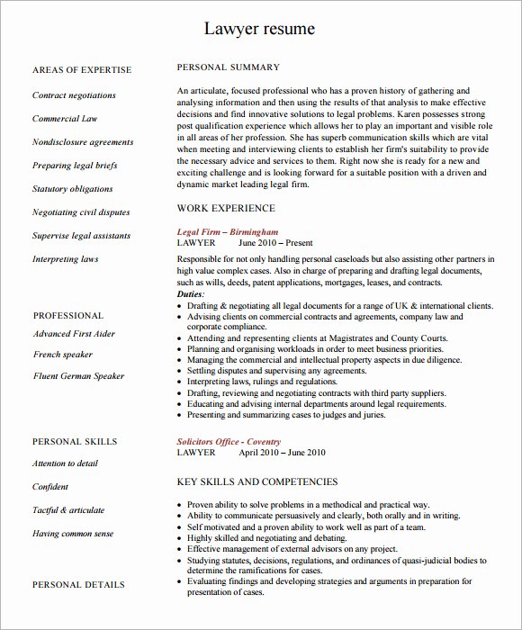 Legal Resume Template Word Unique 6 Sample Lawyer Resume Templates to Download