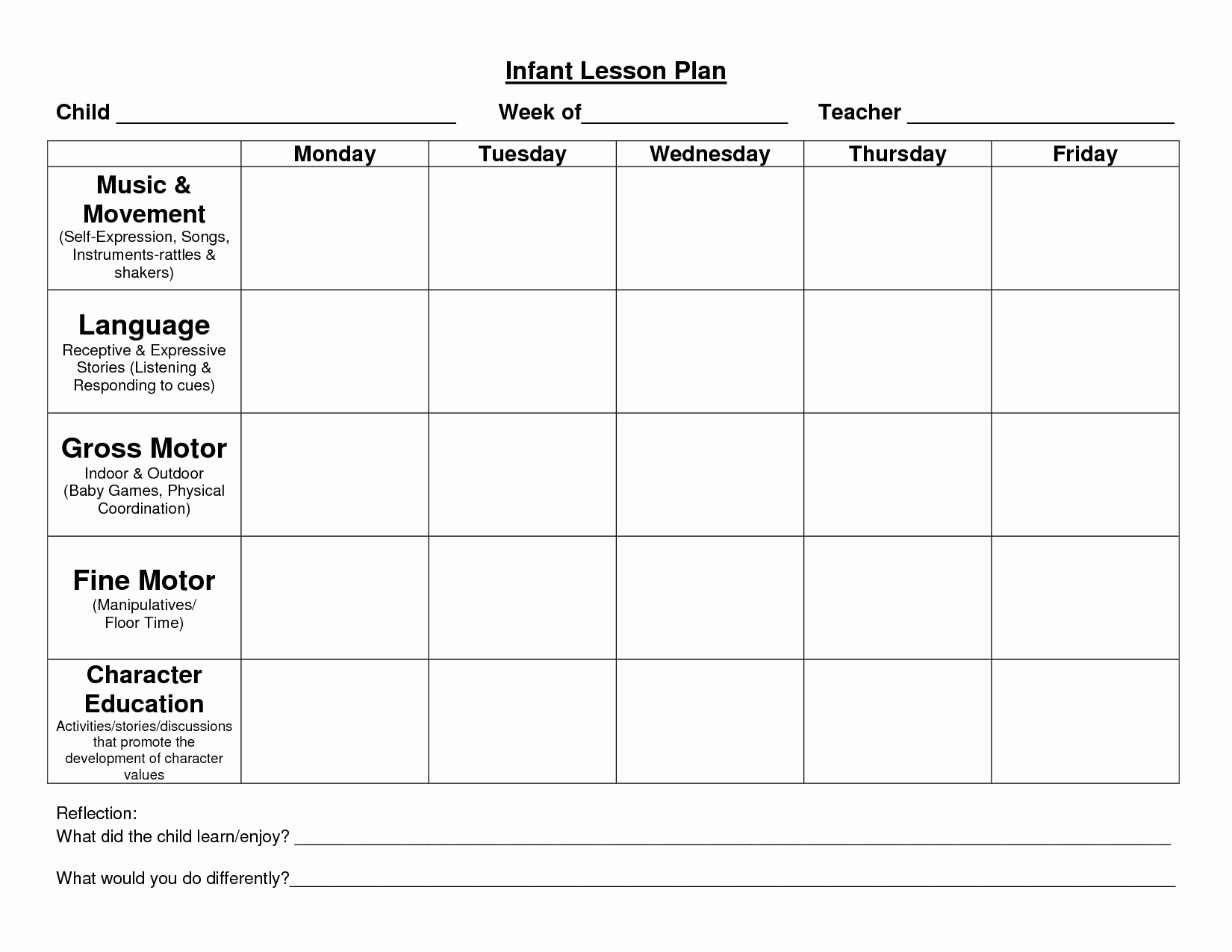 Lesson Plans for toddlers Template Beautiful Infant Blank Lesson Plan Sheets